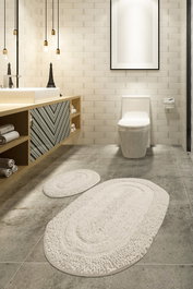 Mijölnir Juego de alfombrillas de baño Macoroni - Ecru